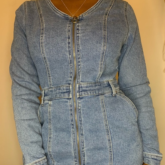 Tinseltown Zip Front Denim Dress - Picture 4 of 4